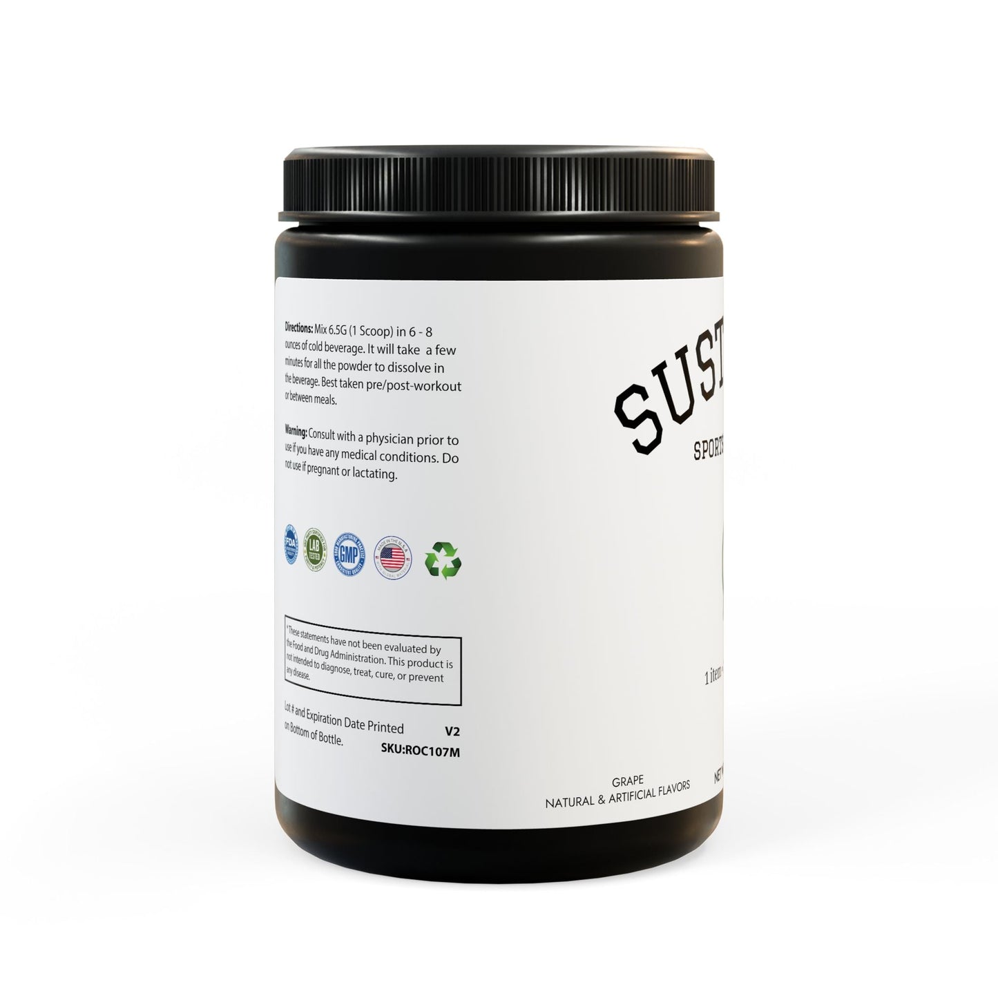 BCAA Supplement, Grape (325g, 11.46oz, 50 servings) - Sustainly Shop