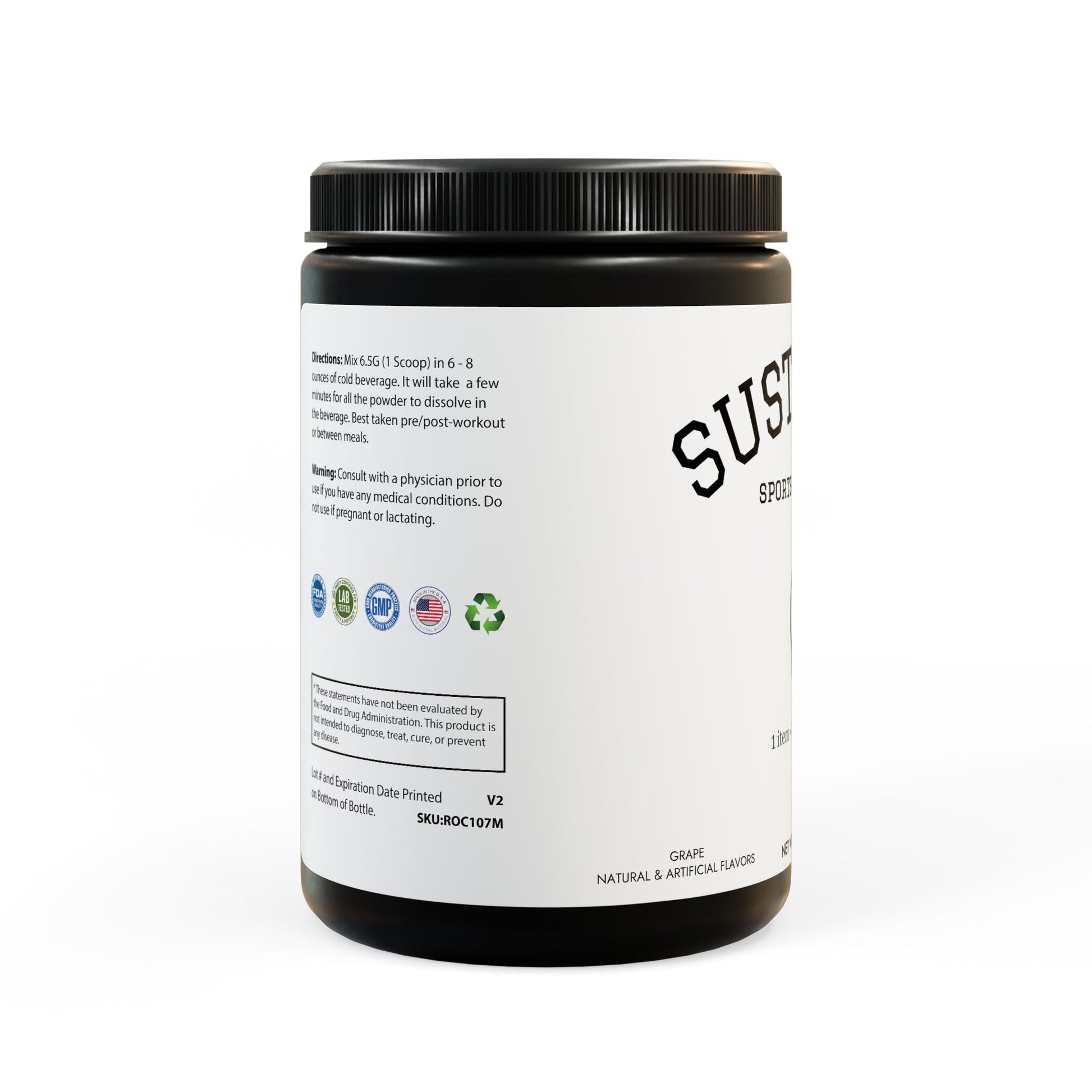 BCAA Supplement, Grape (325g, 11.46oz, 50 servings) - Sustainly Shop