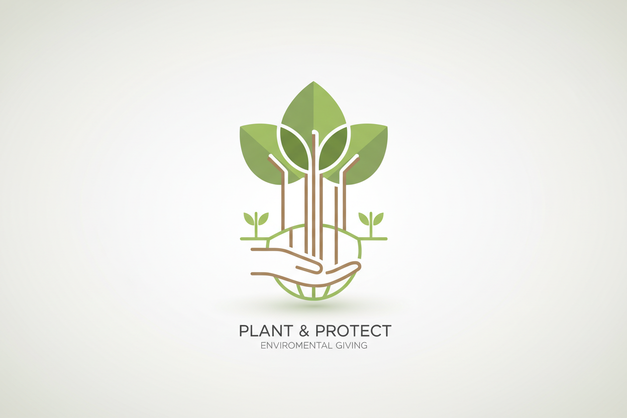 make a simple and modern image that represents the story of the shop and it's dedication to donate to reforestation charity