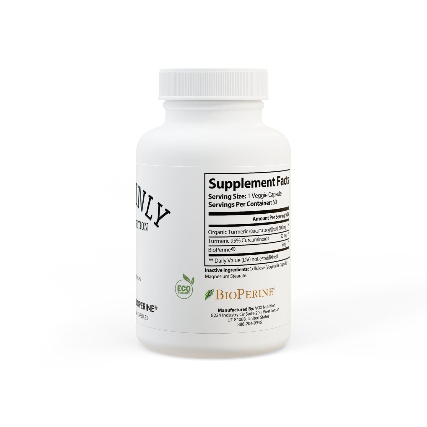 Turmeric with BioPerine® (Black Pepper Fruit Extract) Supplement (60 Capsules) - Sustainly Shop