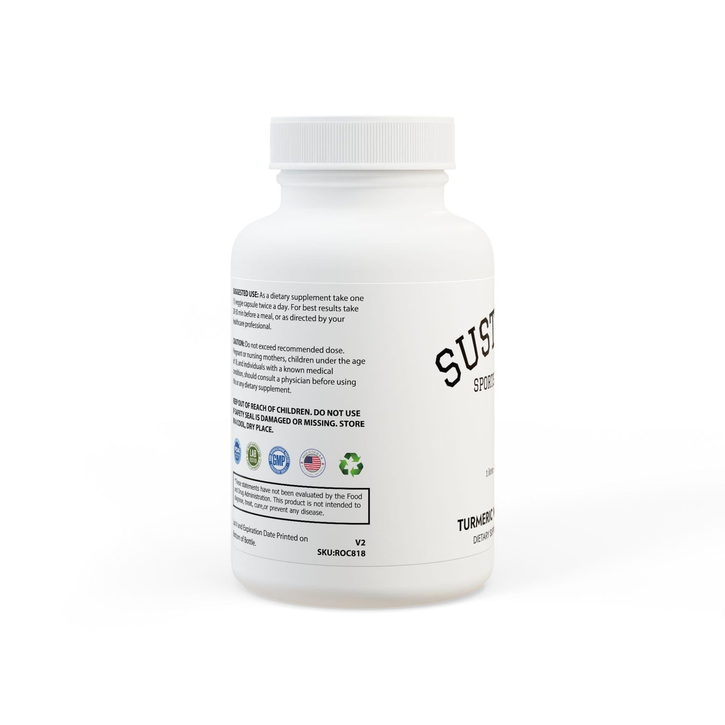 Turmeric with BioPerine® (Black Pepper Fruit Extract) Supplement (60 Capsules) - Sustainly Shop