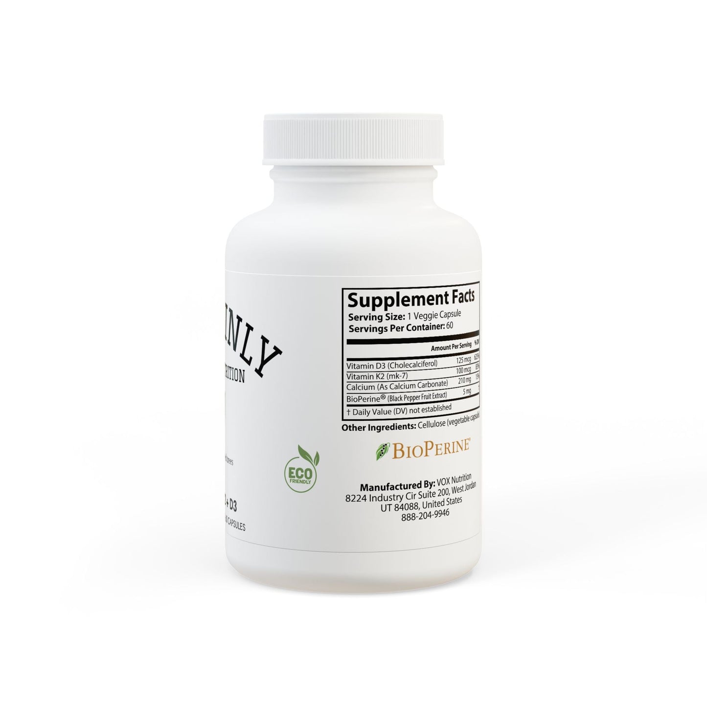 Vitamin K2 + D3 Supplement (60 Capsules) - Sustainly Shop